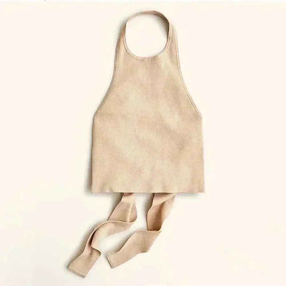 J.Crew Plus Size Tie back halter sweater tank in Heather Almond Size 3X NWT